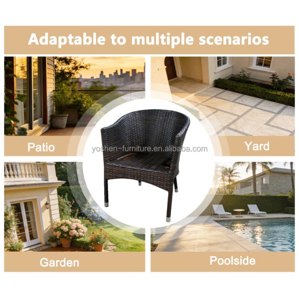 Aluminum Wicker Rattan Stackable Garden Furniture Outdoor Dining Chairs for Restaurant Beach Coffee Shops