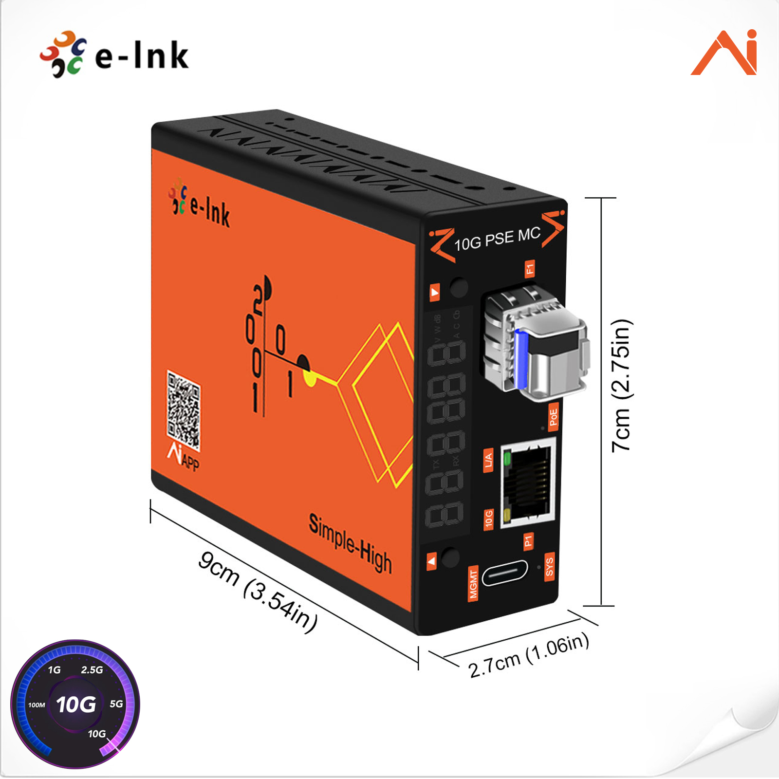 AI Smart Managed 10G/5G/2.5G/1G/100M RJ45 to 10G SFP+ PoE Fiber Media Converter