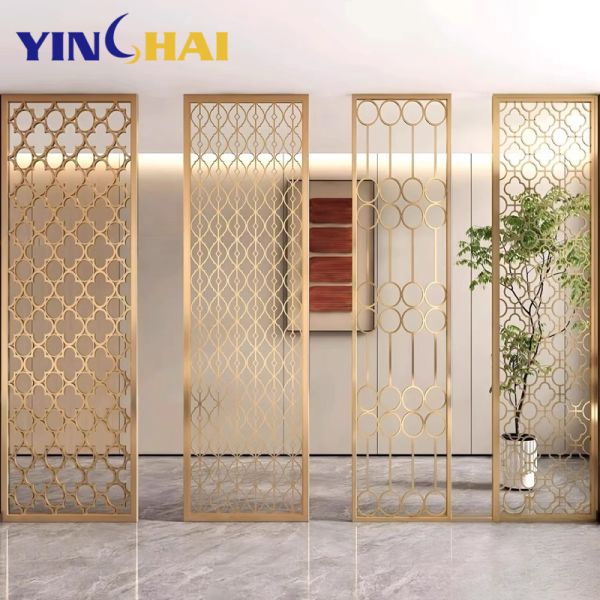 Gold Metal Laser Cut Room Dividers For Bedroom Contemporary And Functional
