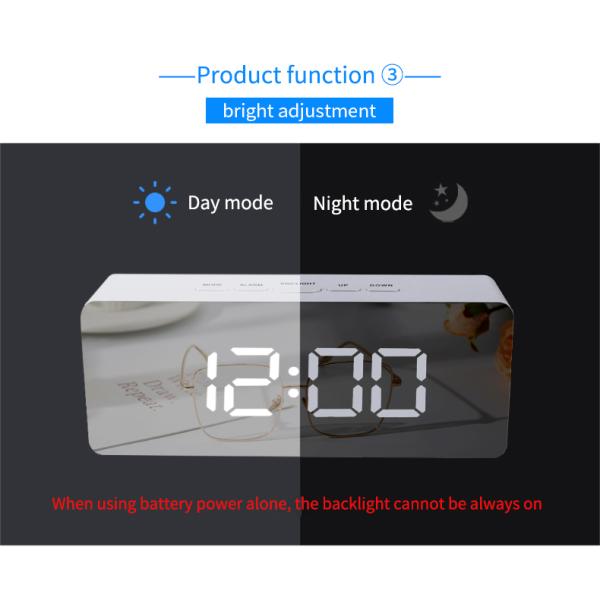 Household Thermometers Creative LED Mirror Digital Electronic Clock For Bedside Gift