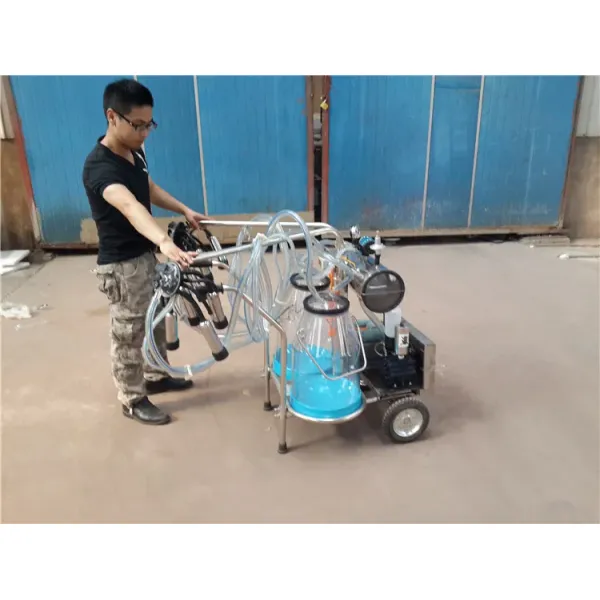 Mobile Vacuum Pump Type Cow Milking Machine with 220-380V Electric Power 1100W and 20-24 Cows/Hour Productivity