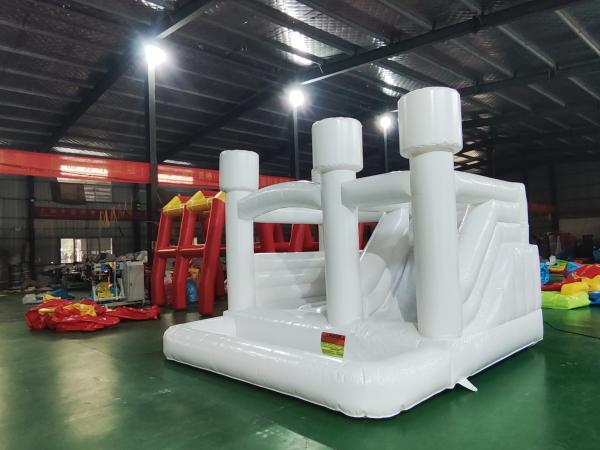Commercial White Inflatable Bouncer Castle with Slide 0.55mmPVC