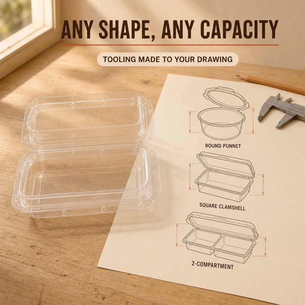 Crystal Clear PET PP Hinged Lid Clamshell Food Container Snap-Lock Stackable for Fruit Berry Salad Bakery OEM ODM