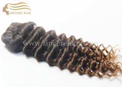 45 CM Ombre CURLY Hair Extensions Weft for Sale, 18 Inch Ombre Curly Remy Human Hair Weft Extension for Sale