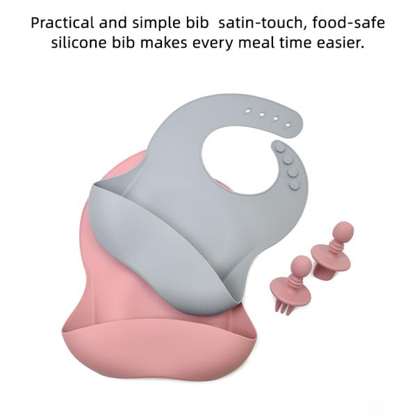 Pantone Color  BPA Free Silicone Baby Bibs OEM Waterproof Adjustable
