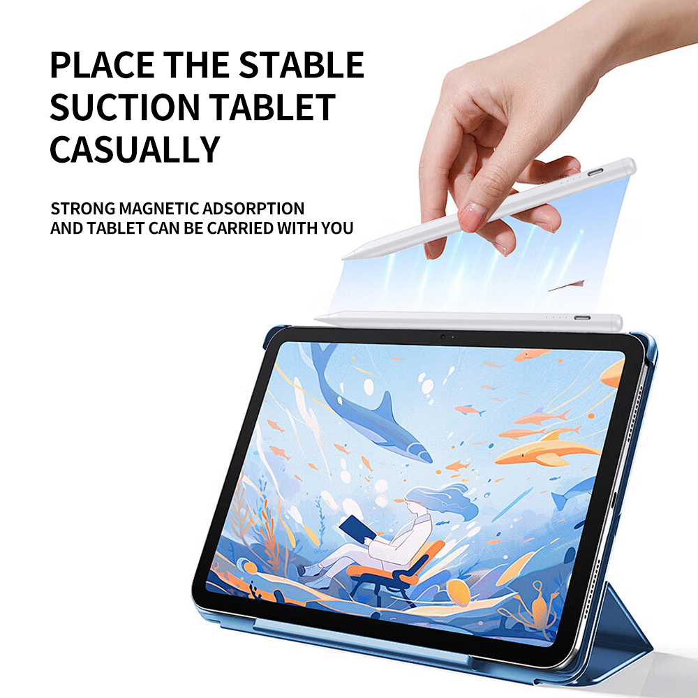 Active Stylus Pen for iPad 2018-2026 Tilt Sensitive Pencil Palm Rejection 130mAh 10H Battery 30 Min Type-C Fast Charge