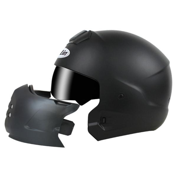 Black Custom DOT ECE Approved Motorcycle Full Face Helmet with Removable Chin Pad