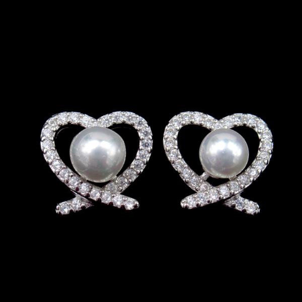 Веддинг Бридал естественные пресноводные серебр ювелирных изделий 925 серег стержня жемчуга стерлинговый