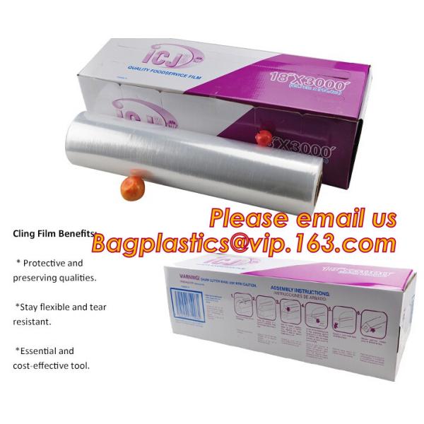 Keep Fresh PE food wrap plastic Cling film wrap jumbo roll, LLDPE power stretch wrap film food wrap stretch film, bageas