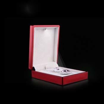 Logo Foiled Plastic Jewellery Box , Wedding Ring Box With Light Long Plush Insert