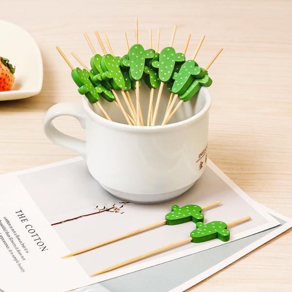 FSC 10cm Disposable Fruit Decorative Bamboo Food Picks Skewers For Cocktail Party