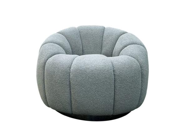 Pumpkin Fabric Swivel Chair Tufted Smart Grey Boucle Swivel Chair