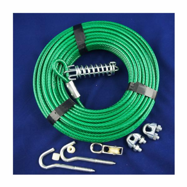 Couleur PVC revêtu chien attacher le pieu lourd 4.5 mm Avec 15 pieds de longueur jusqu'à 100 livres