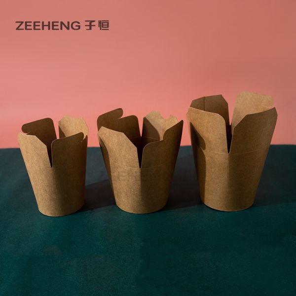Recyclable Eco Friendly Kraft Box Brown White Noodle Bowls 16oz/26oz/32oz