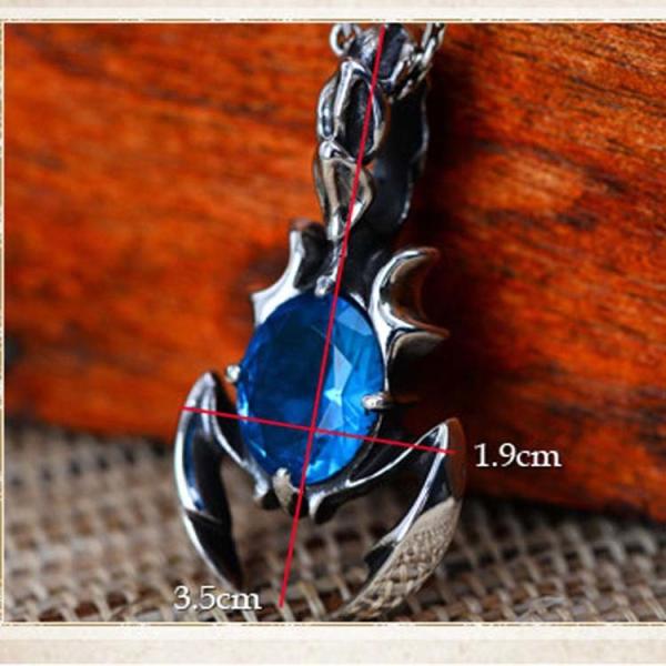 925 Sterling Silver Blue Topaz Scorpion Style Pendant Necklace for Women and Men (N6030801B)