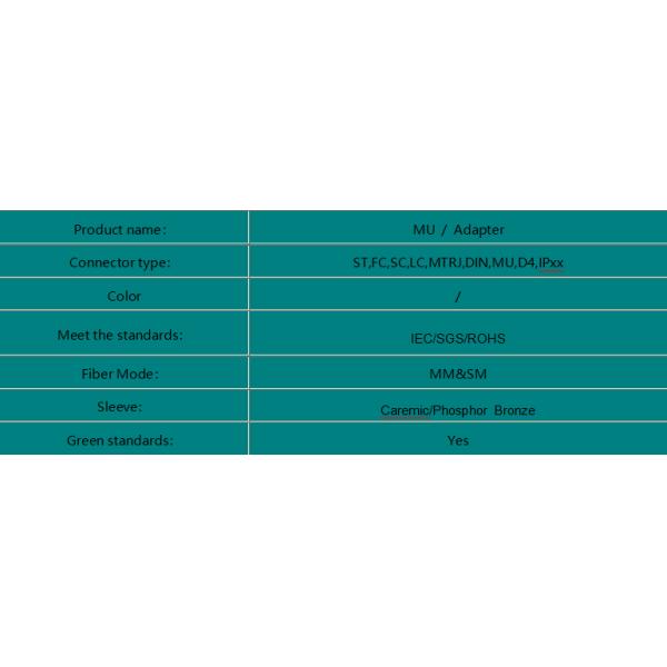 MU Fiber Optic Adaptor Low Insertion And Back Reflection Loss