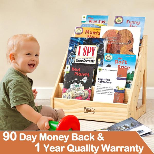 Living Room Front-Facing Kids Bookshelf for Toddlers 1-5 Years Handle and Custom Size