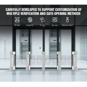 HCW IP42 Swing Barrier Turnstile,10mm Plexiglass Security Turnstile Gate and 30-40 People/Minute Throughput for Secure Access Control