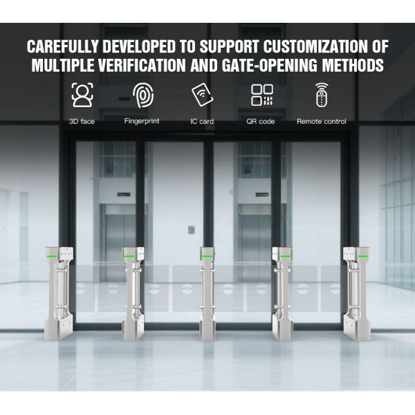 HCW IP42 Swing Barrier Turnstile,10mm Plexiglass Security Turnstile Gate and 30-40 People/Minute Throughput for Secure Access Control