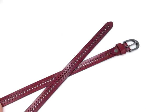 120cm Women Skinny Belt With Round Hollow Alloy Buckle