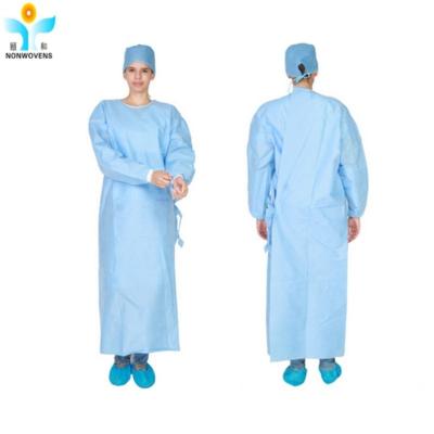 Manufacturer Medical SMS Nonwoven Surgical Gown With Ultrasonic Welding Elastic Cuff