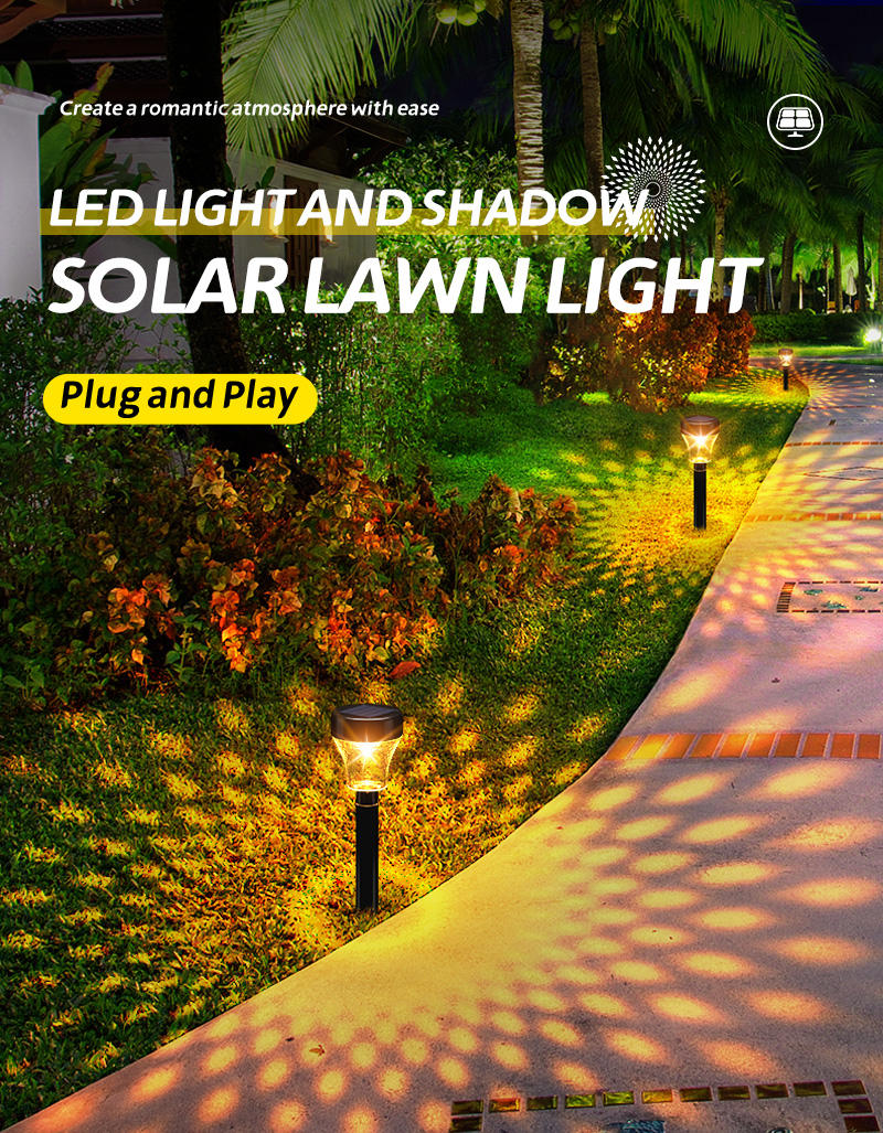 Tri color changing light and solar lawn light, courtyard garden path decorative light