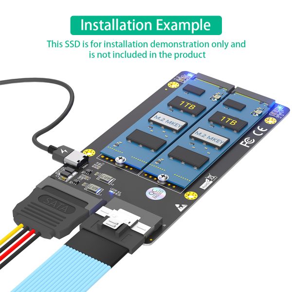 Dual M.2 NVMe to SFF-8654 8i Adapter with PCIe Bifurcation Support for High-Speed Data Transmission