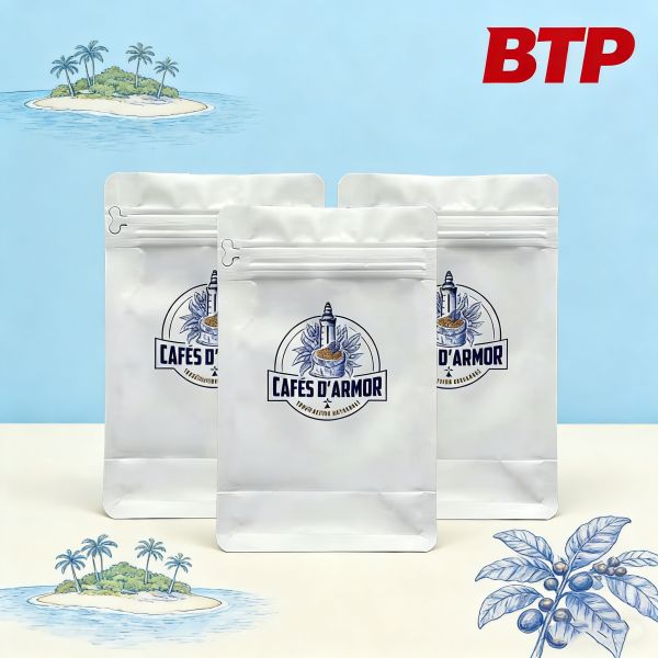 Custom Printed Stand up Coffee Pouch with Resealable Zipper Top for Artisanal Coffee Retail Packaging Plastic Bags Custom Logo