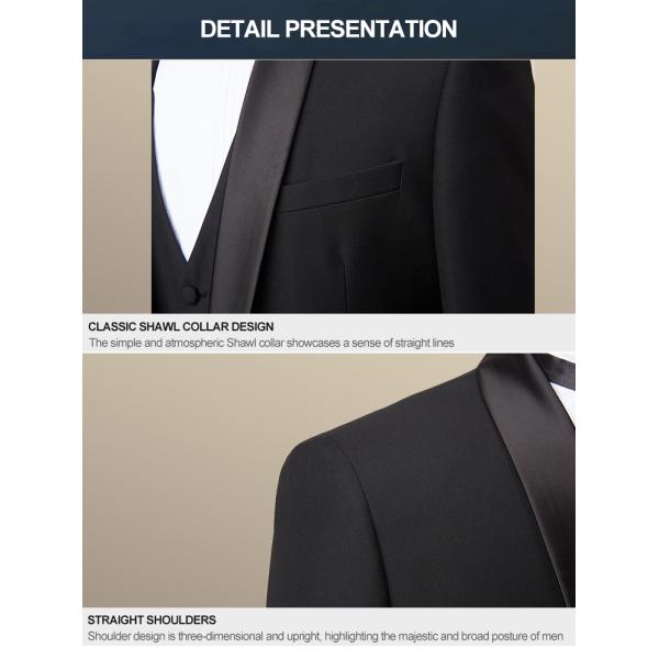 Regular Length Dark Color One-button Gun and Shawl Lapel Silk Collar Men's Business Suits