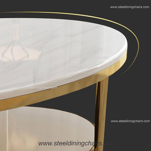 Oval Mable Top 125cm 57cm Stainless Steel Coffee Table For Living Room