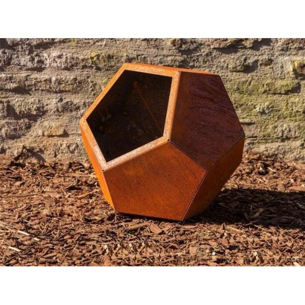 Outdoor Garden Metal Planter Boxes Corten Steel Pentagonal Flowers Planters