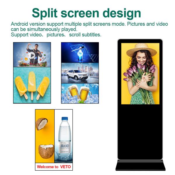 VETO 43 49 55 Inch 4K Indoor Floor Standing Kiosk Digital Signage And Advertising Display For Shopping Mall Retail Store