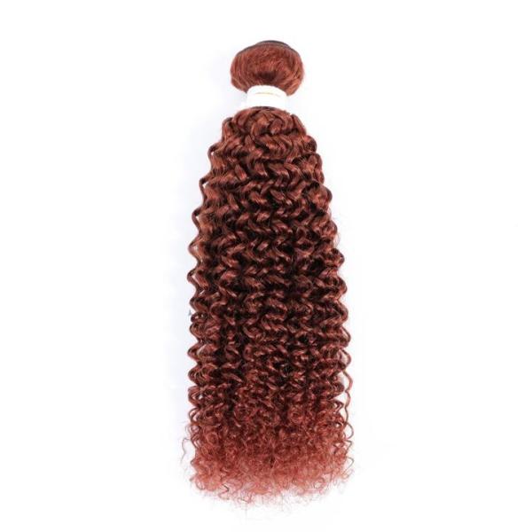#33 Dark Auburn Kinky Curly Remy Human Hair Bundles Sew In Weave Bundles Brazilian Bundle Deals