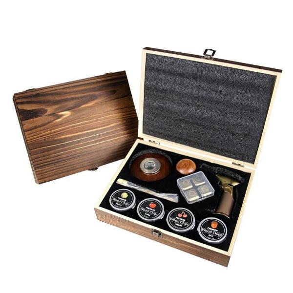 Hot Sale Modern Design Metal Whiskey Smoker Set with Disposable Wooden Cocktail Shaker Bar Tool Set Hot Gift Box Wholesale