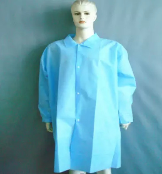 Nonwoven 35g Disposable Lab Coats Bulk With Press Buttons