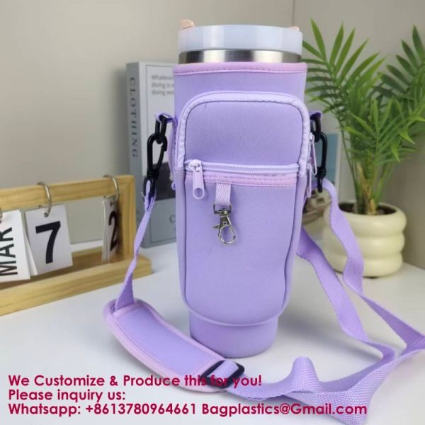 Water Bottle Carrier Bag Holder 40 Oz Tumbler Cup Accessories Neoprene Pouch Sleeve With Adjustable Crossbody Strap