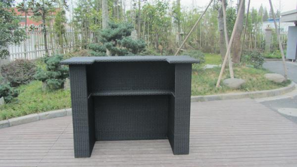 Contemporary Black Resin Wicker Bar Set For Outdoor Beach Bar