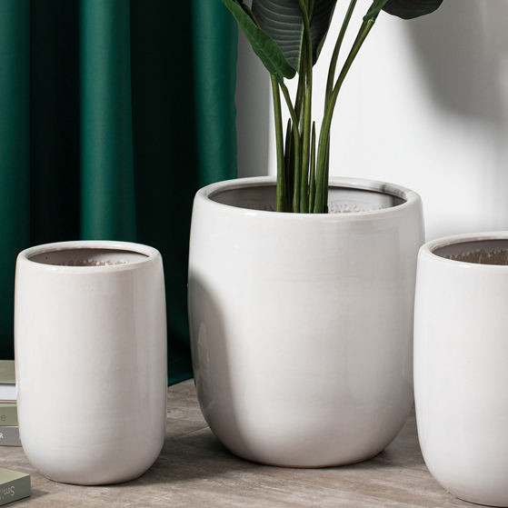 High quality elegant home garden decor white floor plant pots cheap outdoor indoor ceramic pots planter