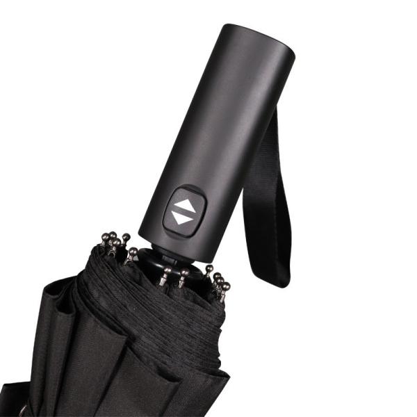 12 Ribs 3 Folding UV Automatic Umbrella BSCI Travel Umbrella Black Pongee Waterproof