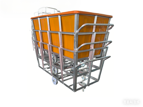 1300L Ergonomic Rotomolded Poly Box Truck   Heavy-Duty Fabric Trolley with Galvanized Steel Base