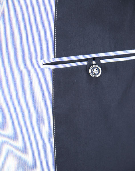 Blue Pinstripe Mens White Blazer Jacket Worsted Fabrics All Cotton Material