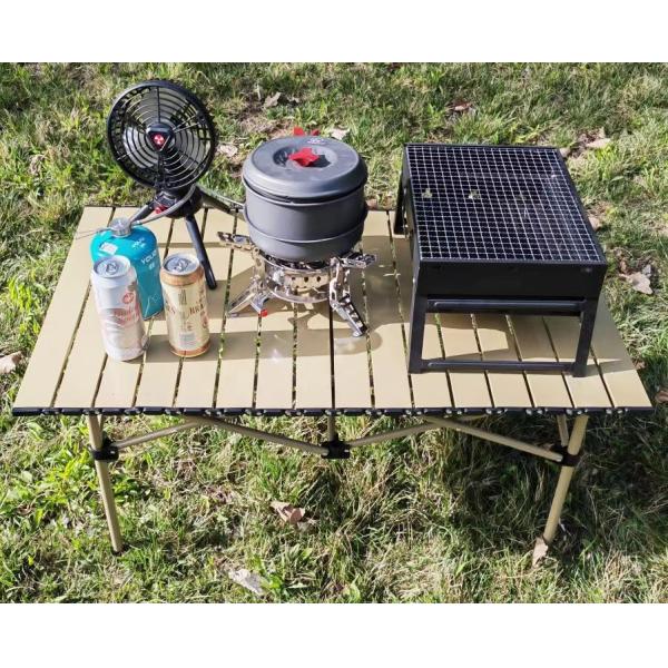 Lightweight Iron Outdoor Camping Picnic Height Adjustable Folding Roll Wooden Table