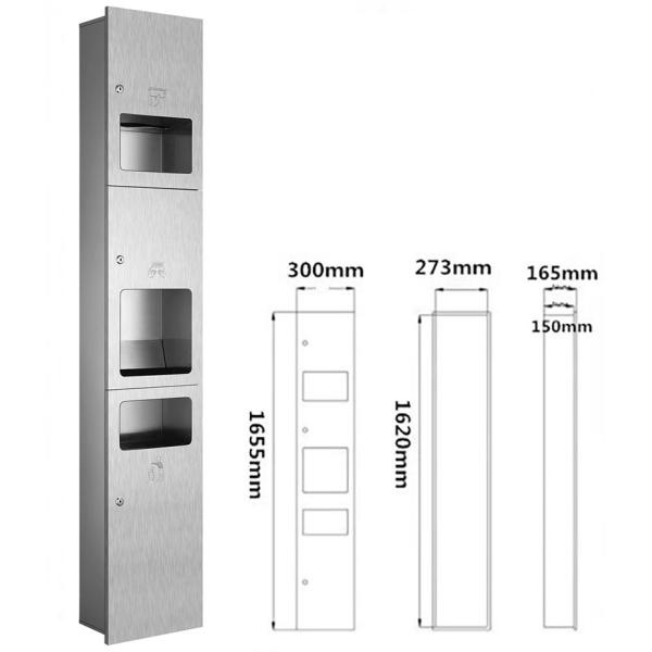 3 In 1 Stainless Steel Toilet Paper Dispenser Multifold Recessed Mounting