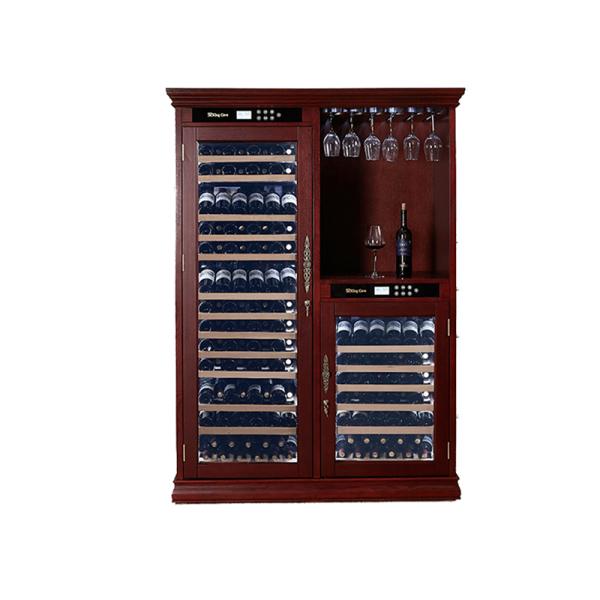 Glass Door American Oak Raw Materials Free Standing Wine Cabinet