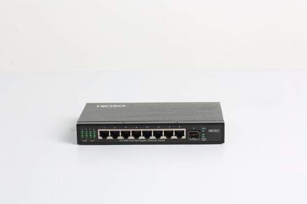 Poe Ethernet Switch Network 8 Ports with 1 Gigabit Combo Port DC48V