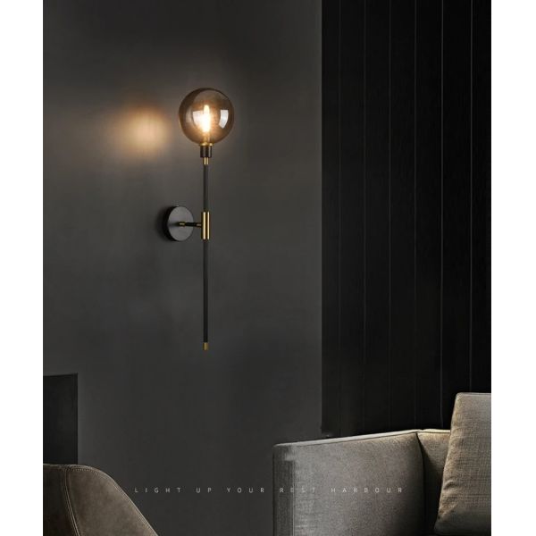 Home Bedside Wall Light Fixtures Black Iron Glass Ball Wall Lamps(WH-VR-152)