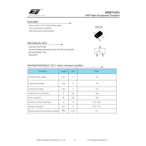 MMBT4401 NPN/PNP Plastic-Encapsulate Transistor With SOT-23 Package for Small Business
