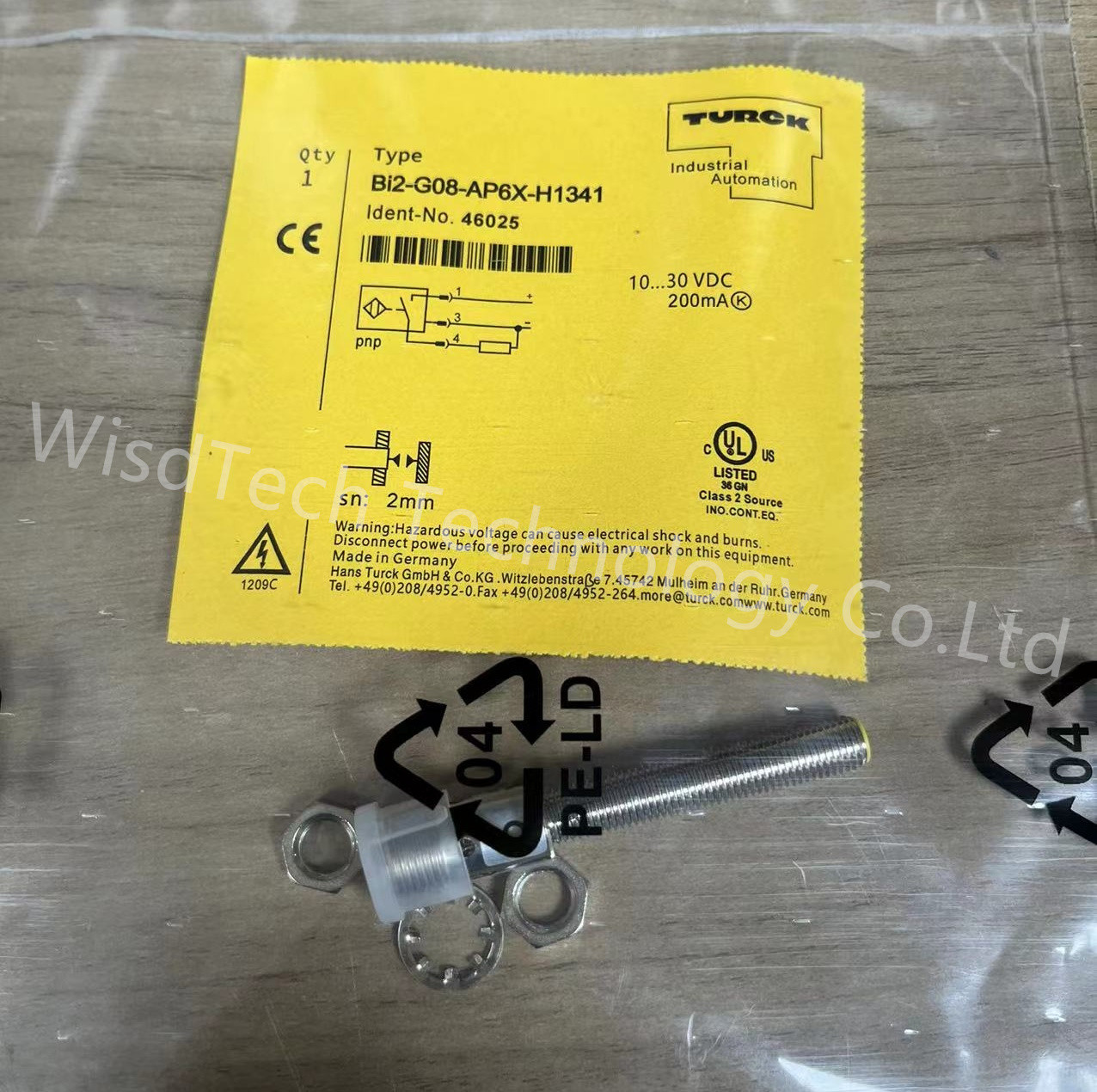 TURCK BI2-G08-AP6X-H1341 Индуктивный датчик M8x1 Встроенный 3-проводной постоянный ток PNP 2 мм Диапазон 10-30VDC M12 Мужской контроллер