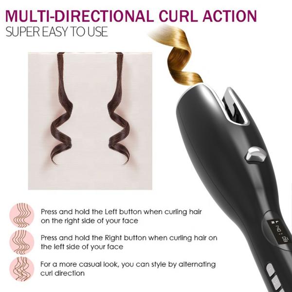 Deep Wave PTC Hair Rotating Curling Iron Titanium Ceramic Coating
