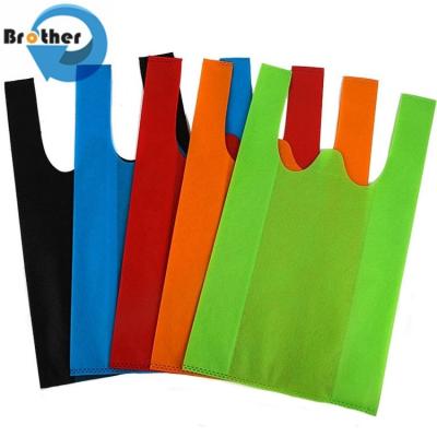 Promotional PP Non Woven TNT Bags/Polypropylene Nonwoven T Shirt Bags Bag/W-Cut Non-Woven Vest Carrier Shopping Bag